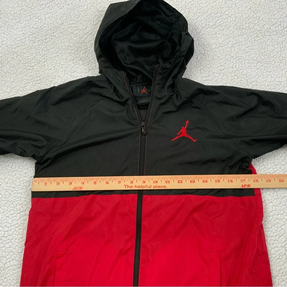 Air Jordan Jumpman Jacket Windbreaker Hood Youth Boys L 12-13 Years Black Red